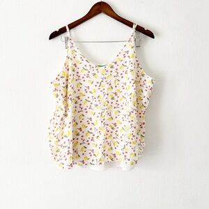 Croped Tank Delicate Lemon Floral Feminine Adjustable Top Spring Size 1X EUC